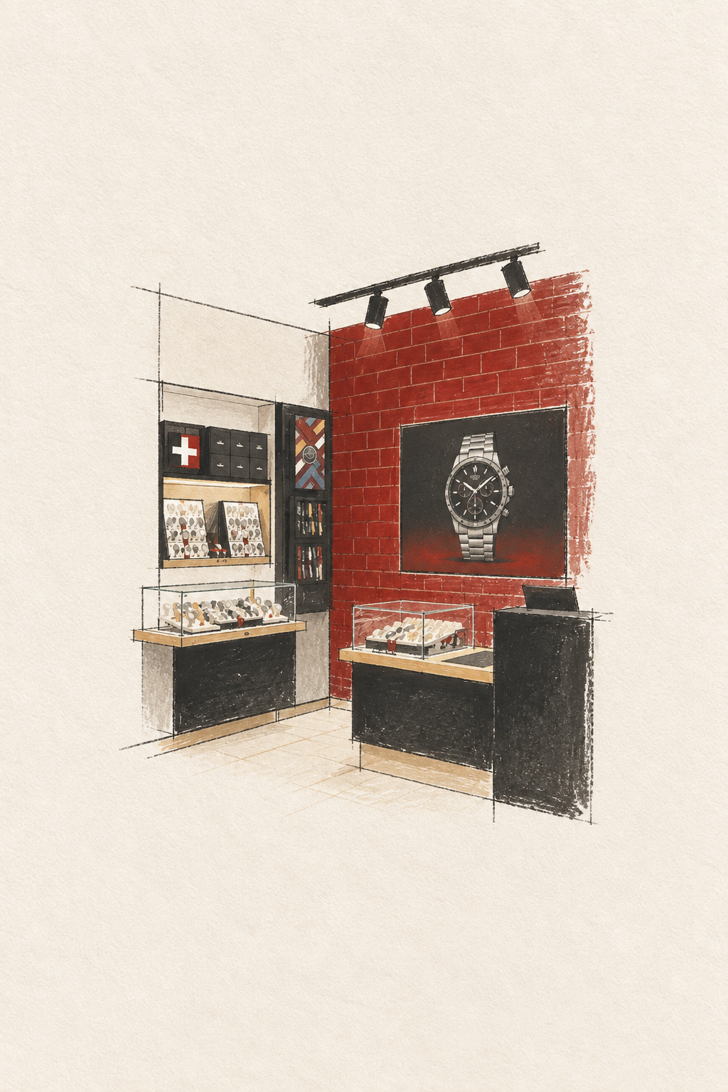 Tissot - hand-drawn project illustration